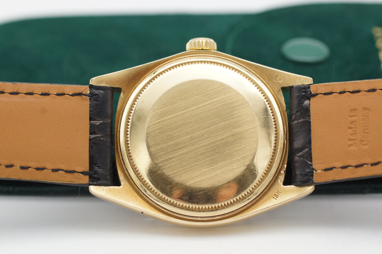 Rolex Day-Date 36 1807 Schwarz 18K Gelbgold 1970 Borkenlunette