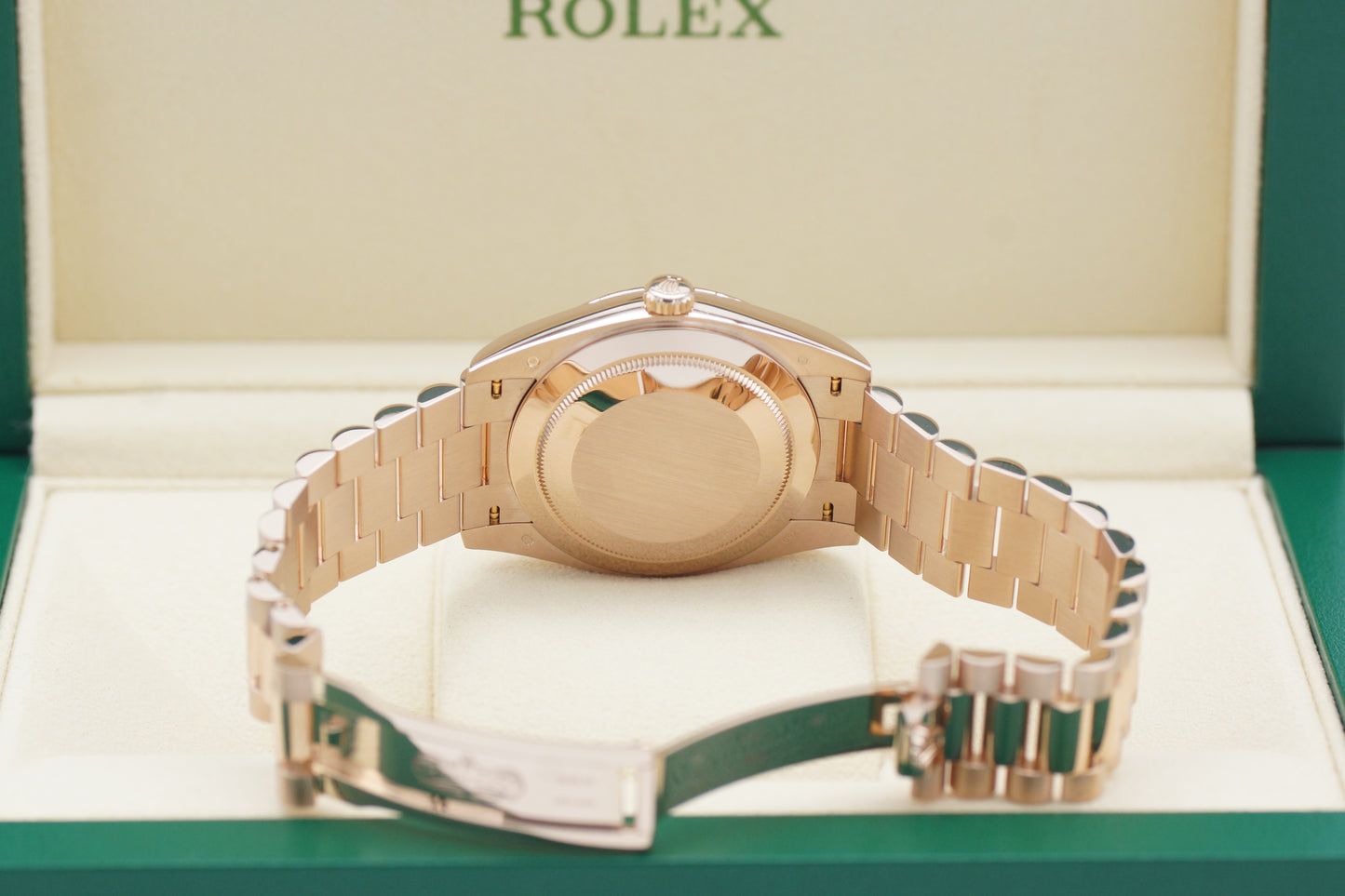 Rolex Day-Date 40 Roségold 228235 Choco Baguette Diamant Full-Set 2020