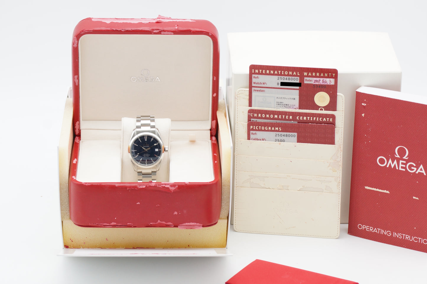 Omega Seamaster Aqua Terra Co-Axial 2504.80 Blau 36mm Full-Set 2008