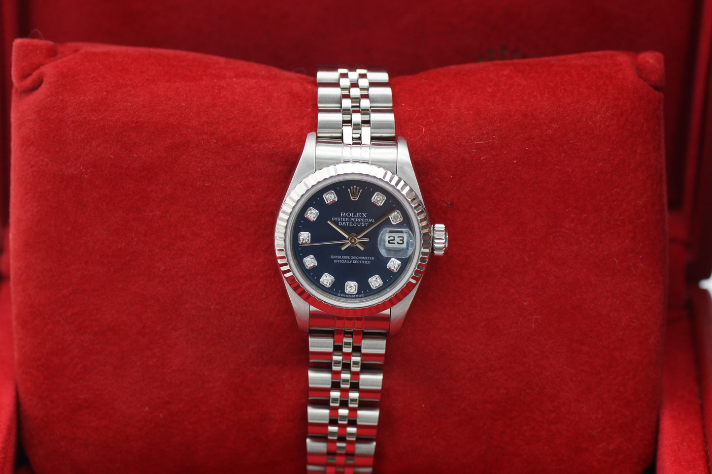 Rolex Lady-Datejust 26 Blau 79174G Diamantblatt Full-Set 2001