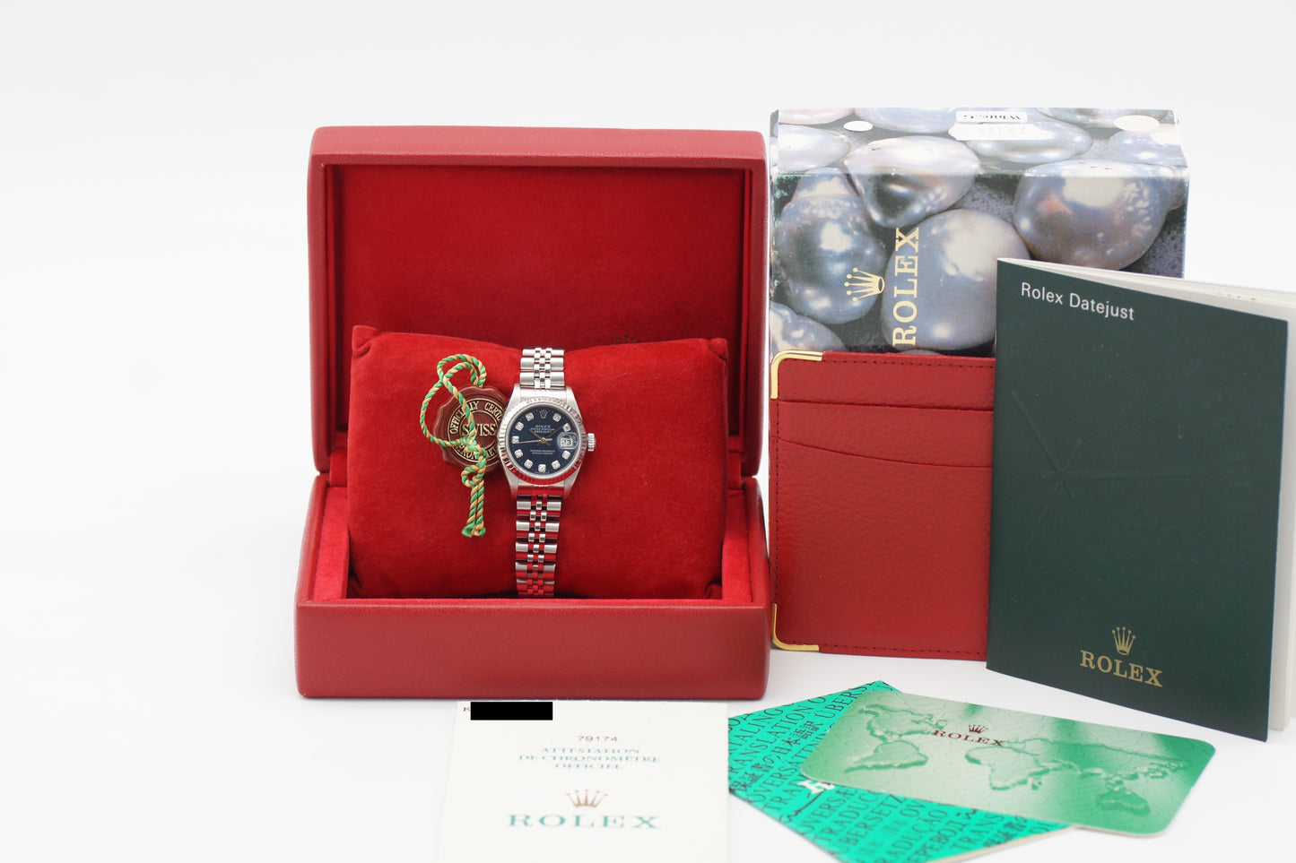 Rolex Lady-Datejust 26 Blau 79174G Diamantblatt Full-Set 2001