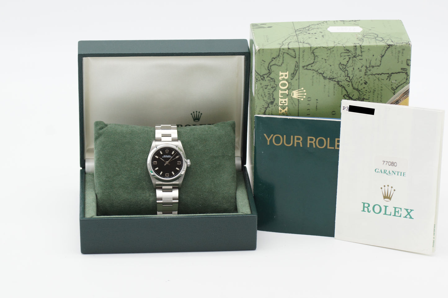 Rolex Oyster Perpetual 31 Schwarz 77080 2001 Full-Set