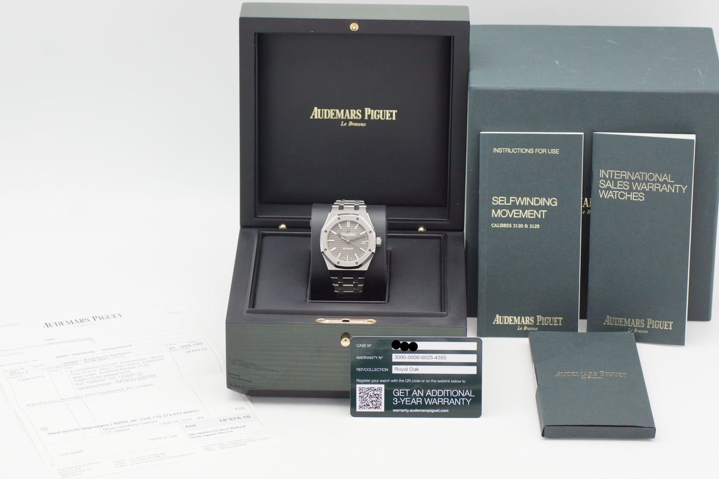 Audemars Piguet Royal Oak Grau Rhodium 15450ST Full-Set 2021