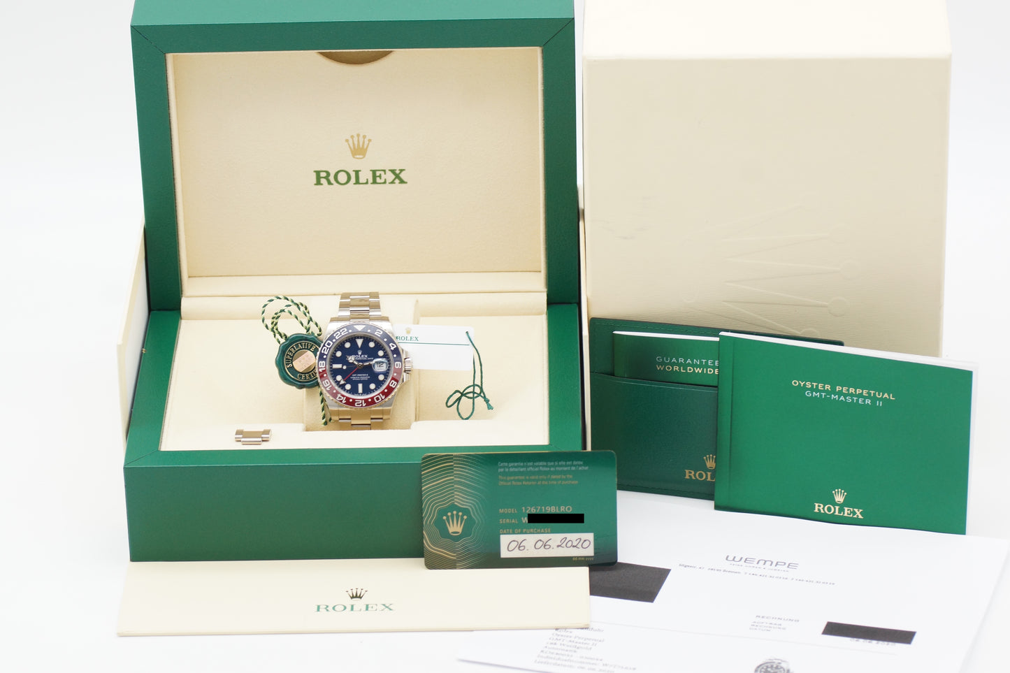 Rolex GMT-Master II Pepsi Weißgold 126719BLRO Full-Set 2020