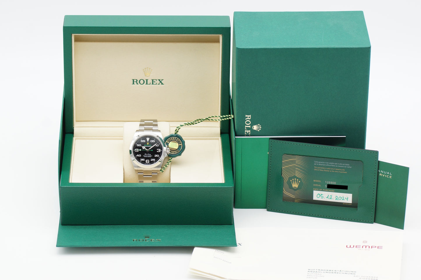 Rolex Air King 126900 Schwarz Full-Set 2024 LC100 NEU