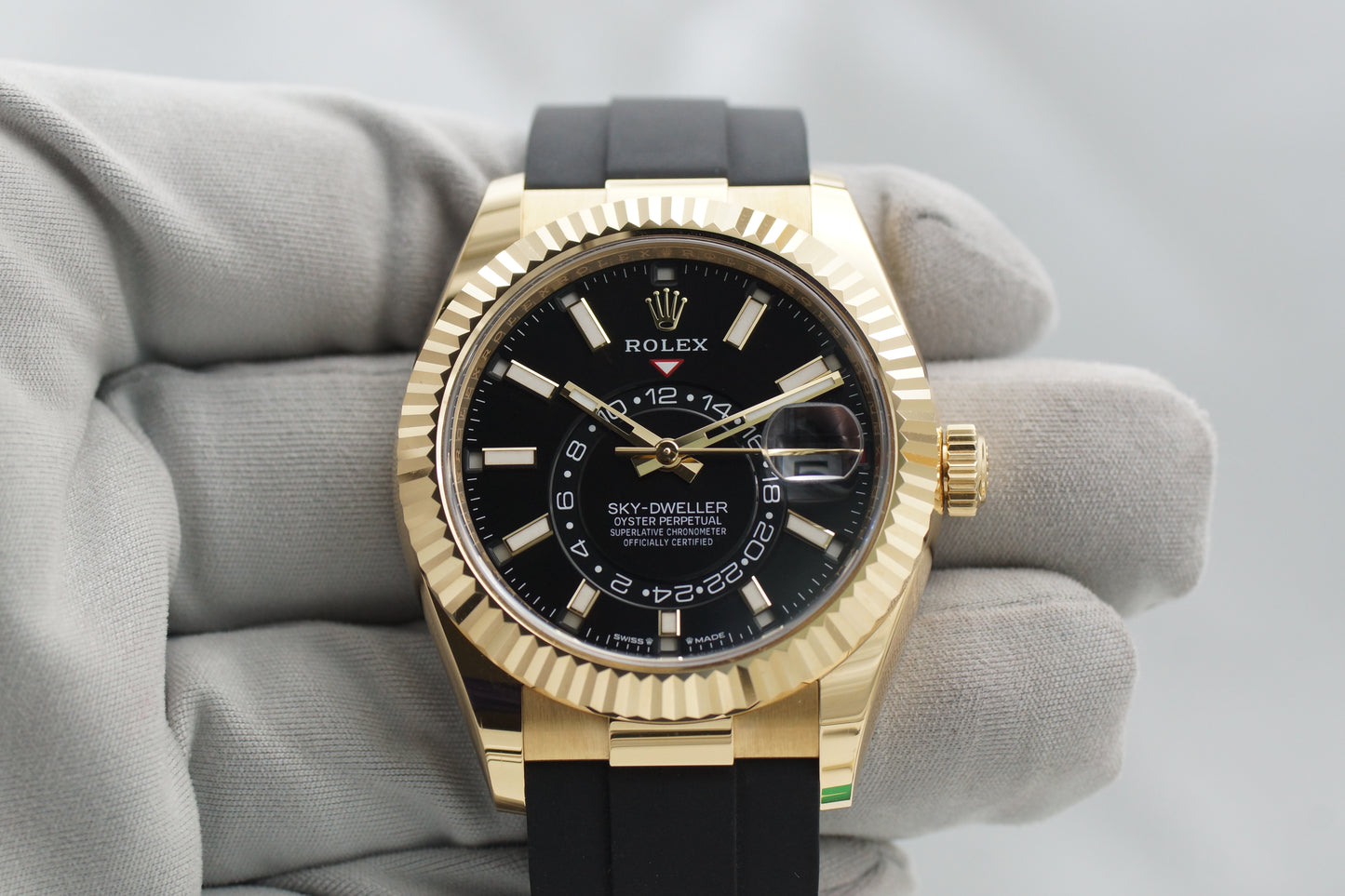 Rolex Sky-Dweller 336238 18K Gelbgold Oysterflex Full-Set 2024 (LC100)