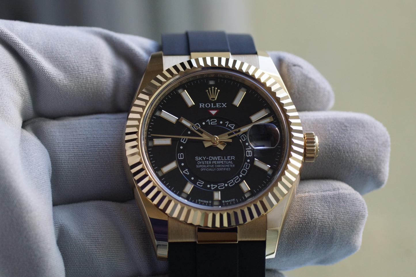 Rolex Sky-Dweller 336238 18K Gelbgold Oysterflex Full-Set 2024 (LC100)