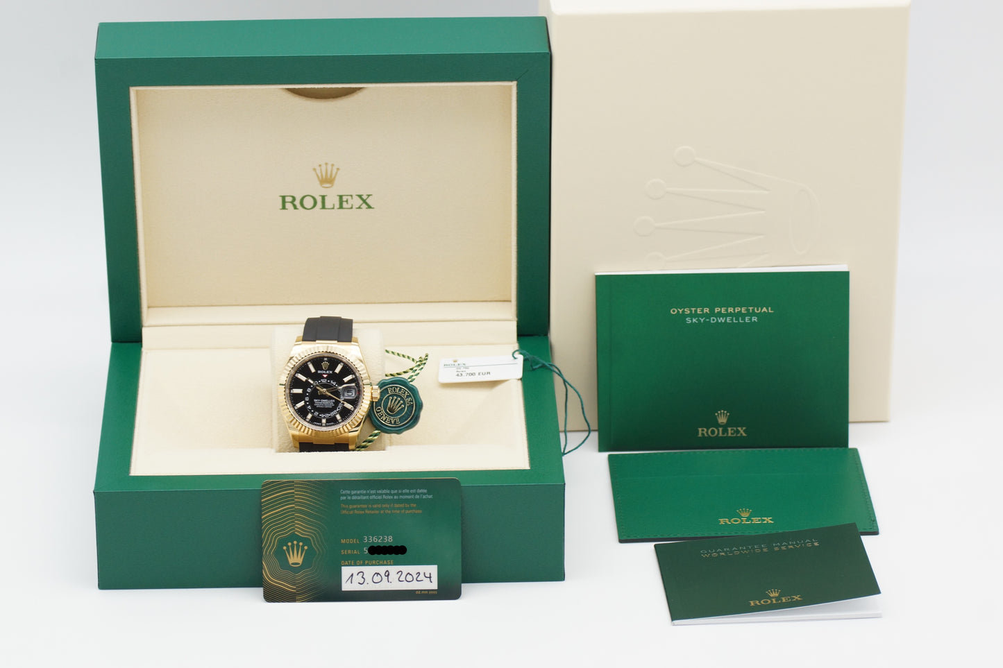 Rolex Sky-Dweller 336238 18K Gelbgold Oysterflex Full-Set 2024 (LC100)