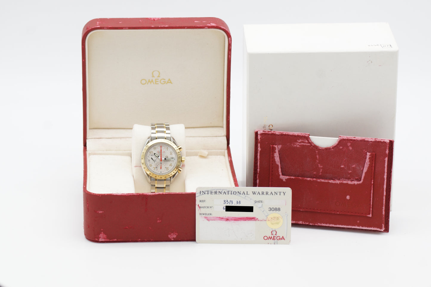 Omega Speedmaster Date Bicolor 3313.33 Weiß 1997 Full-Set
