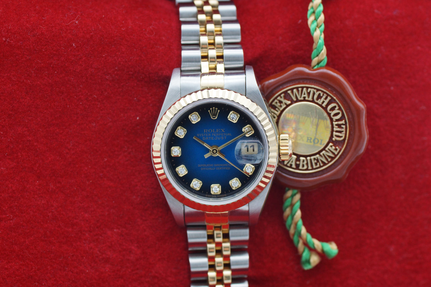 Rolex Lady-Datejust 79173G Diamant Blau Full-Set 2000