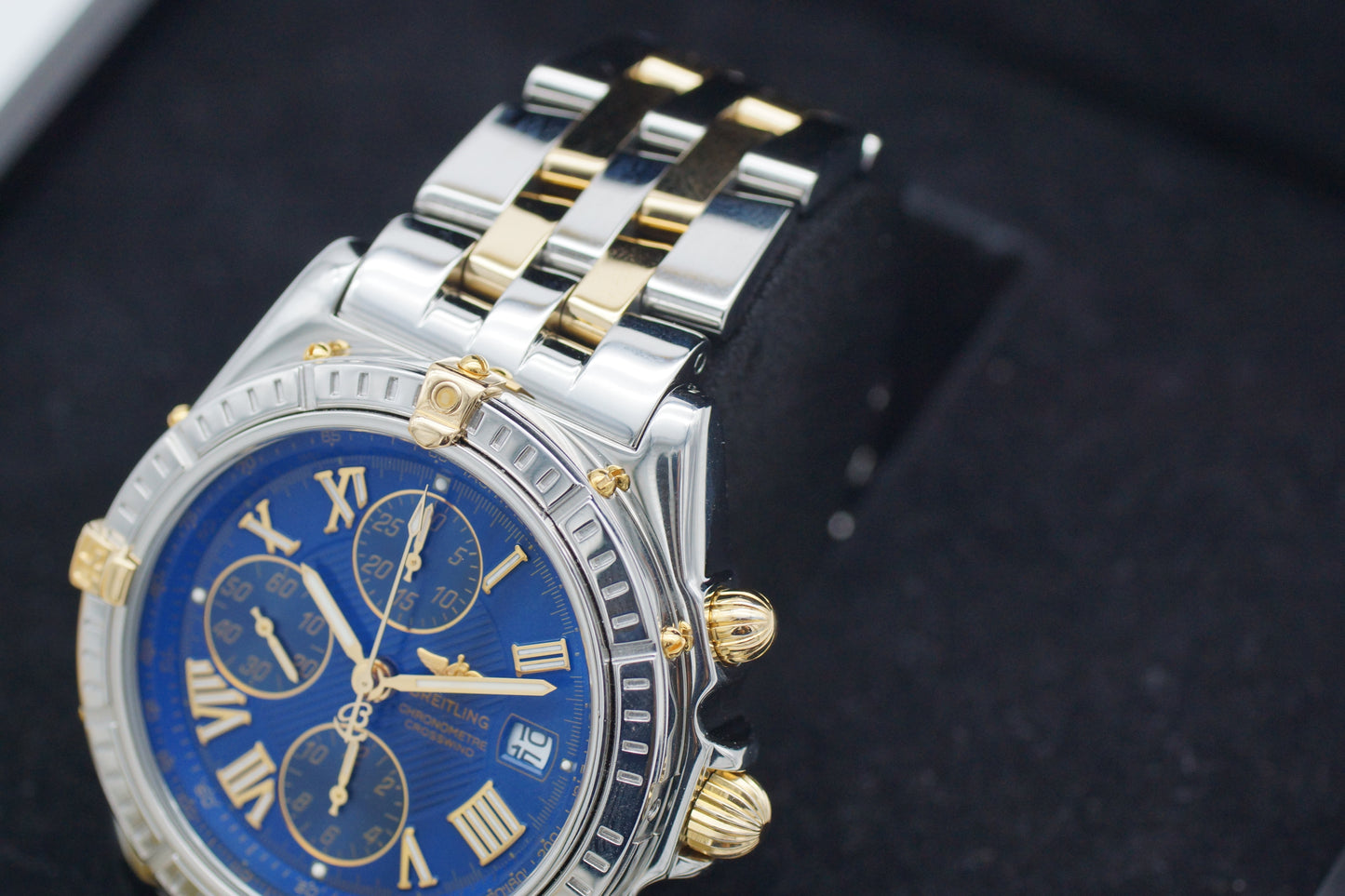 Breitling Crosswind Chronograph B13355 Stahl 43mm Blau 1999