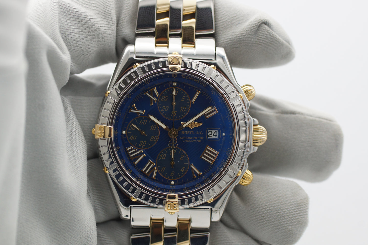 Breitling Crosswind Chronograph B13355 Stahl 43mm Blau 1999