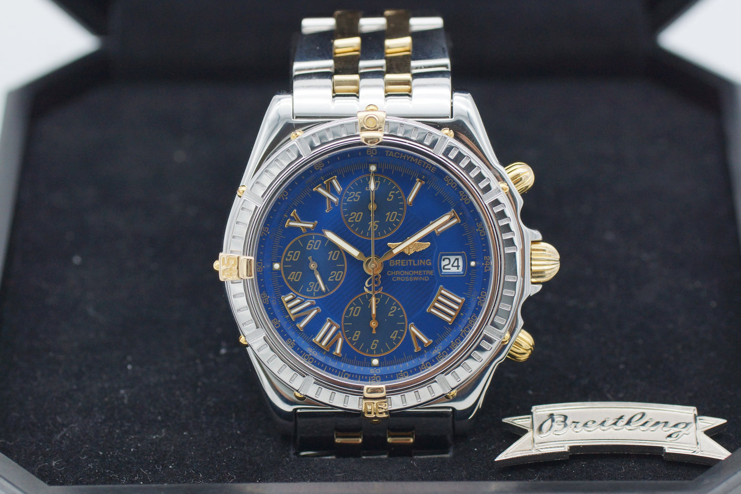 Breitling Crosswind Chronograph B13355 Stahl 43mm Blau 1999