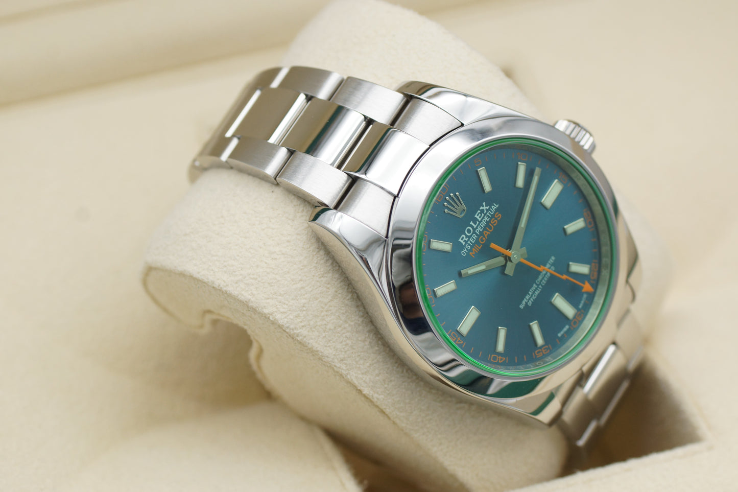 Rolex Milgauss 116400 GV 40mm Blau Full-Set 2018