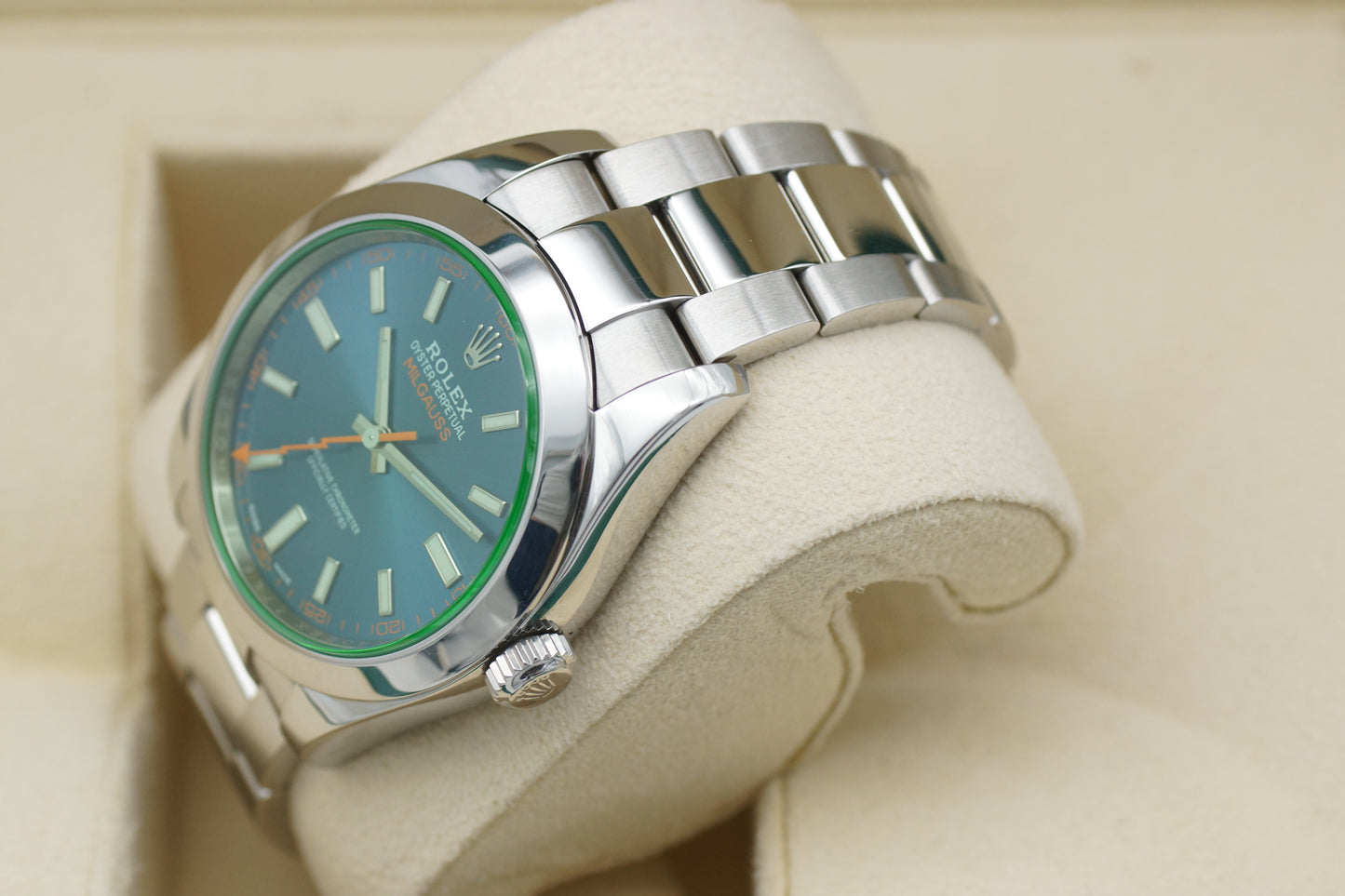 Rolex Milgauss 116400 GV 40mm Blau Full-Set 2018