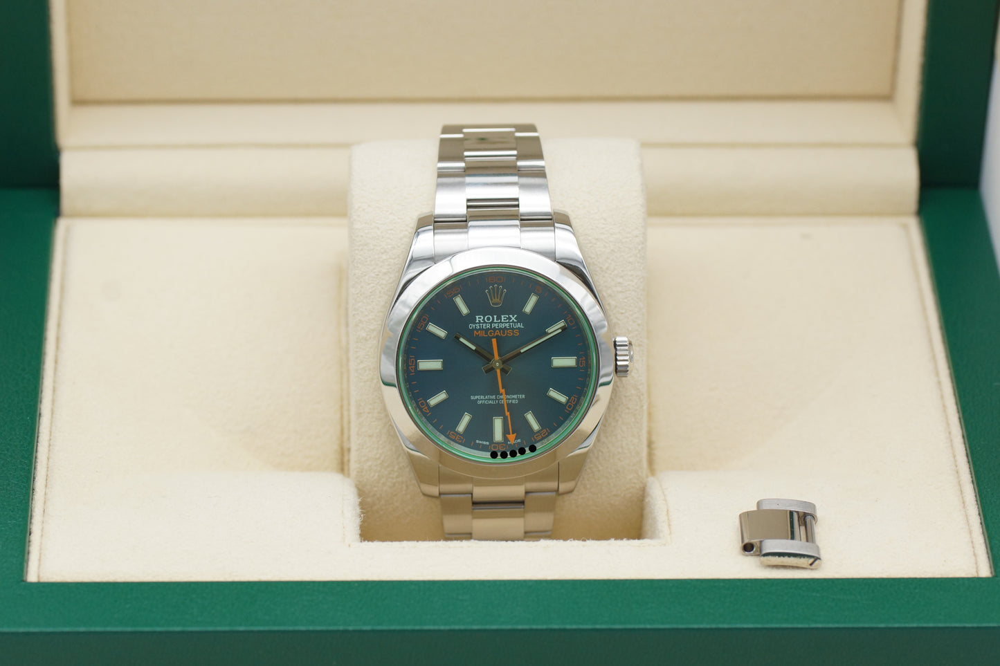 Rolex Milgauss 116400 GV 40mm Blau Full-Set 2018