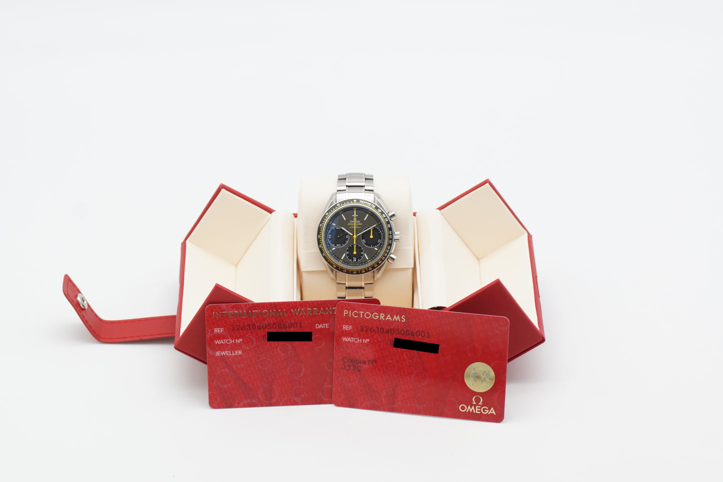 Omega Speedmaster Racing 326.30.40.50.06.001 Grau/Gelb Box/Papiere 2019