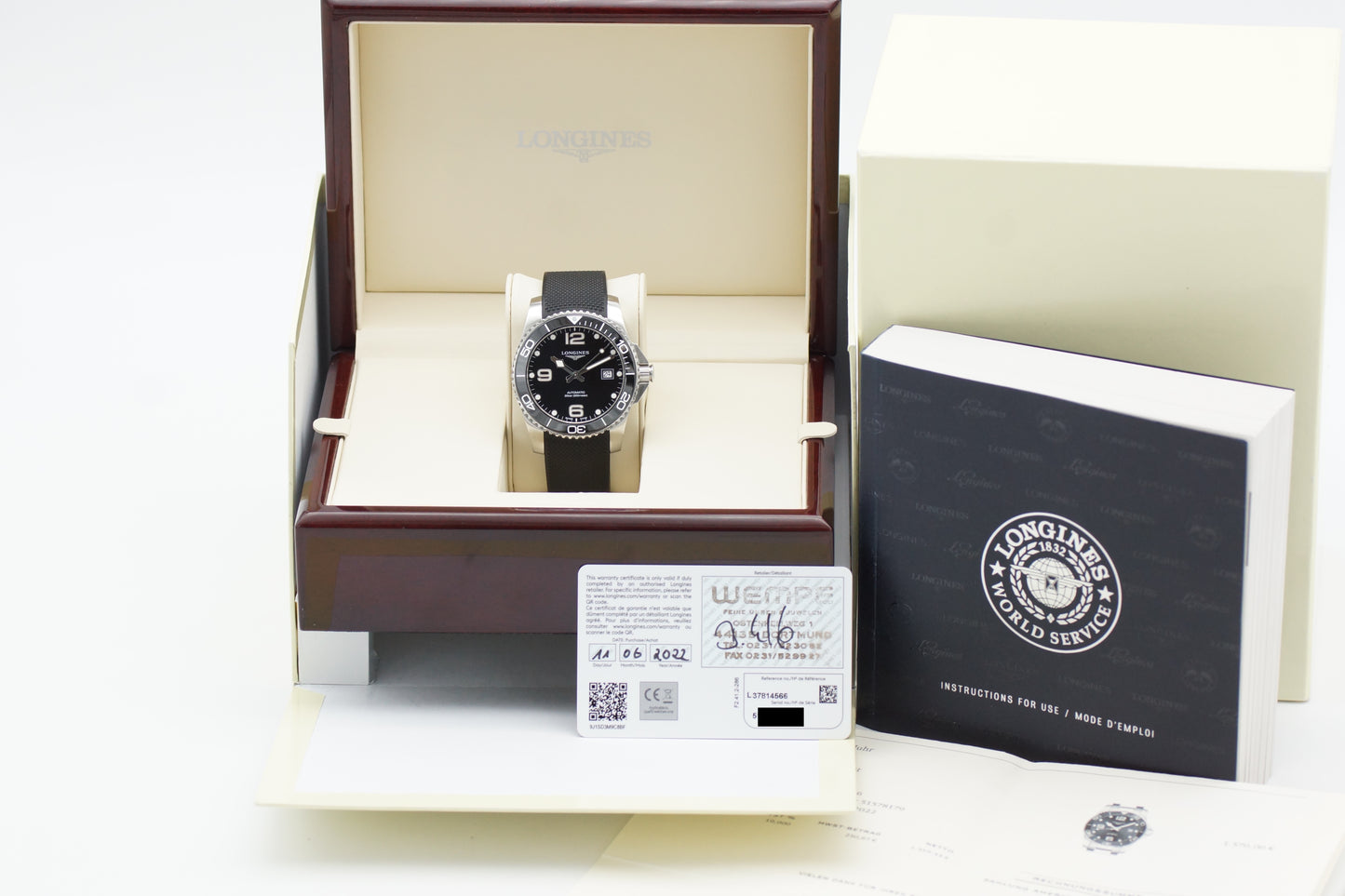 Longines HydroConquest  L3.781.4.56.6 Schwarz Full-Set 2022