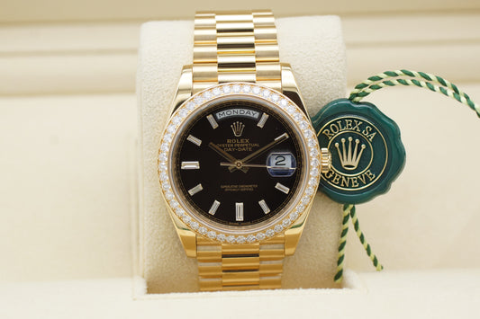 Rolex Day-Date 40 228348RBR Schwarz Baguette Full-Set 2018 Service 2026