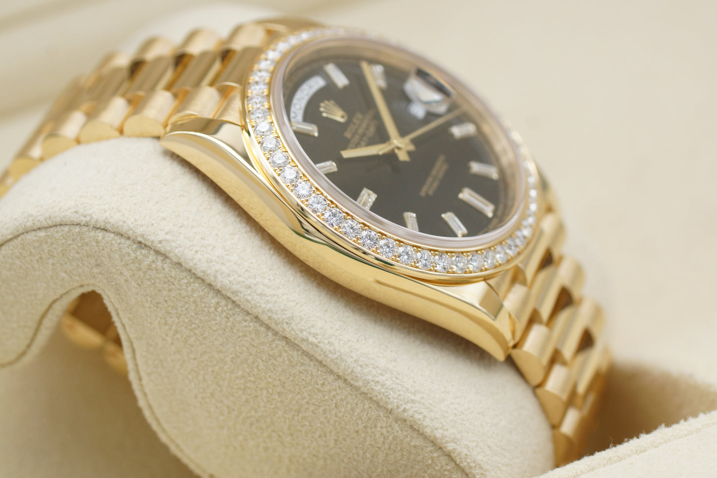 Rolex Day-Date 40 228348RBR Schwarz Baguette Full-Set 2018 Service 2026