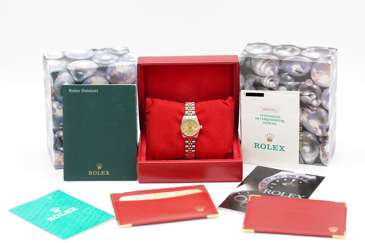 Rolex Lady-Datejust 26 Bicolor 69173G Diamantblatt Full-Set 1995