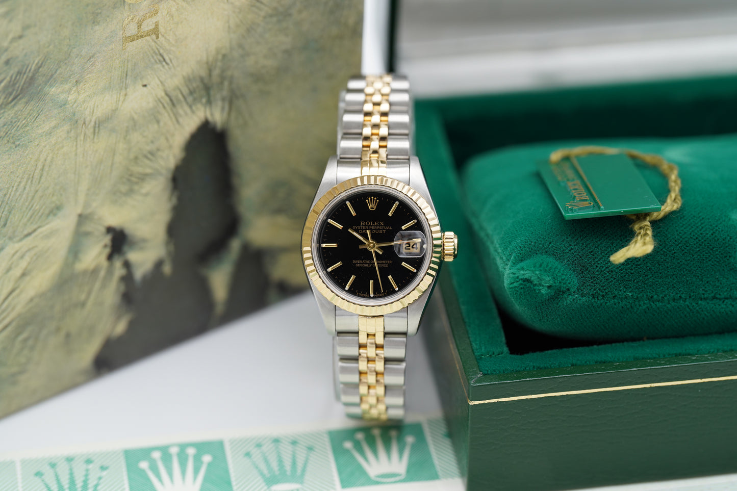 Rolex Lady-Datejust 26 Bicolor 69173 Schwarz B/P 1996