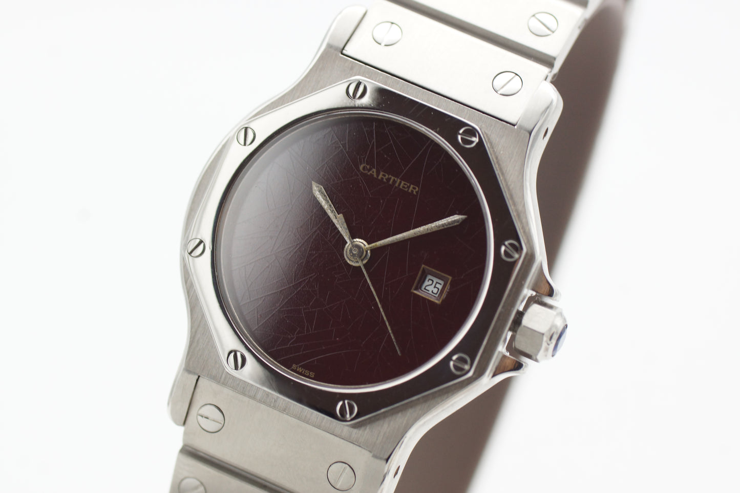 Cartier Santos Octagon 2965 Automatik Burgundy Rot - Spider Dial