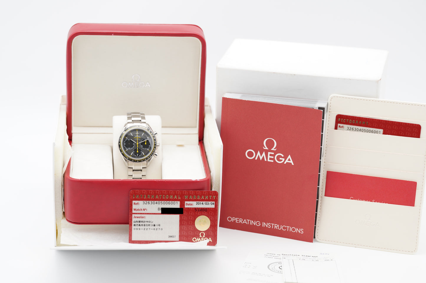 Omega Speedmaster Racing 326.30.40.50.06.001 Grau/Gelb Full-Set 2014