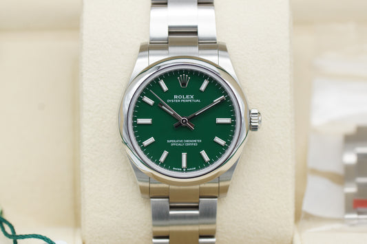 Rolex Oyster Perpetual 31 Grün 277200 Full-Set 2022 (LC100)