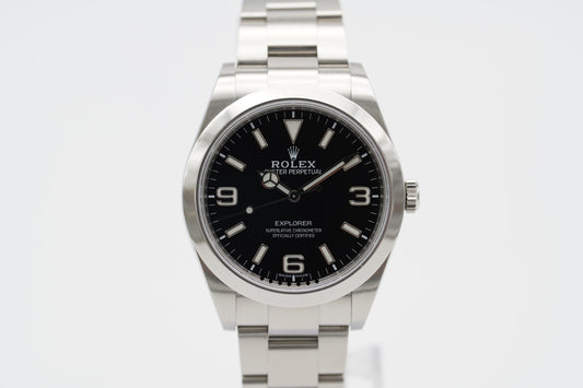 Rolex Explorer I 214270 Schwarz 39 mm MK2 Full-Set 2019 DE