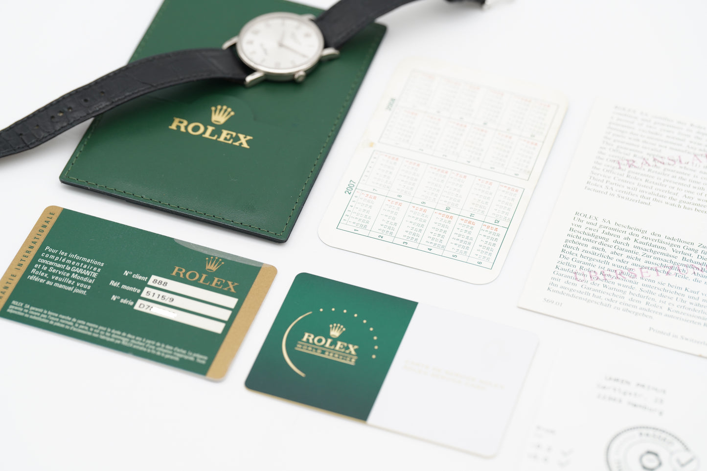 Rolex Cellini Classic 5115/9 18k Weißgold Papiere 2007 RSC Service 2025