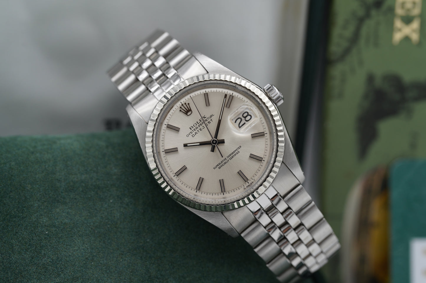 Rolex Datejust 36 Jubilee Silber 1601 Etui 1971 Box/Servicepapiere