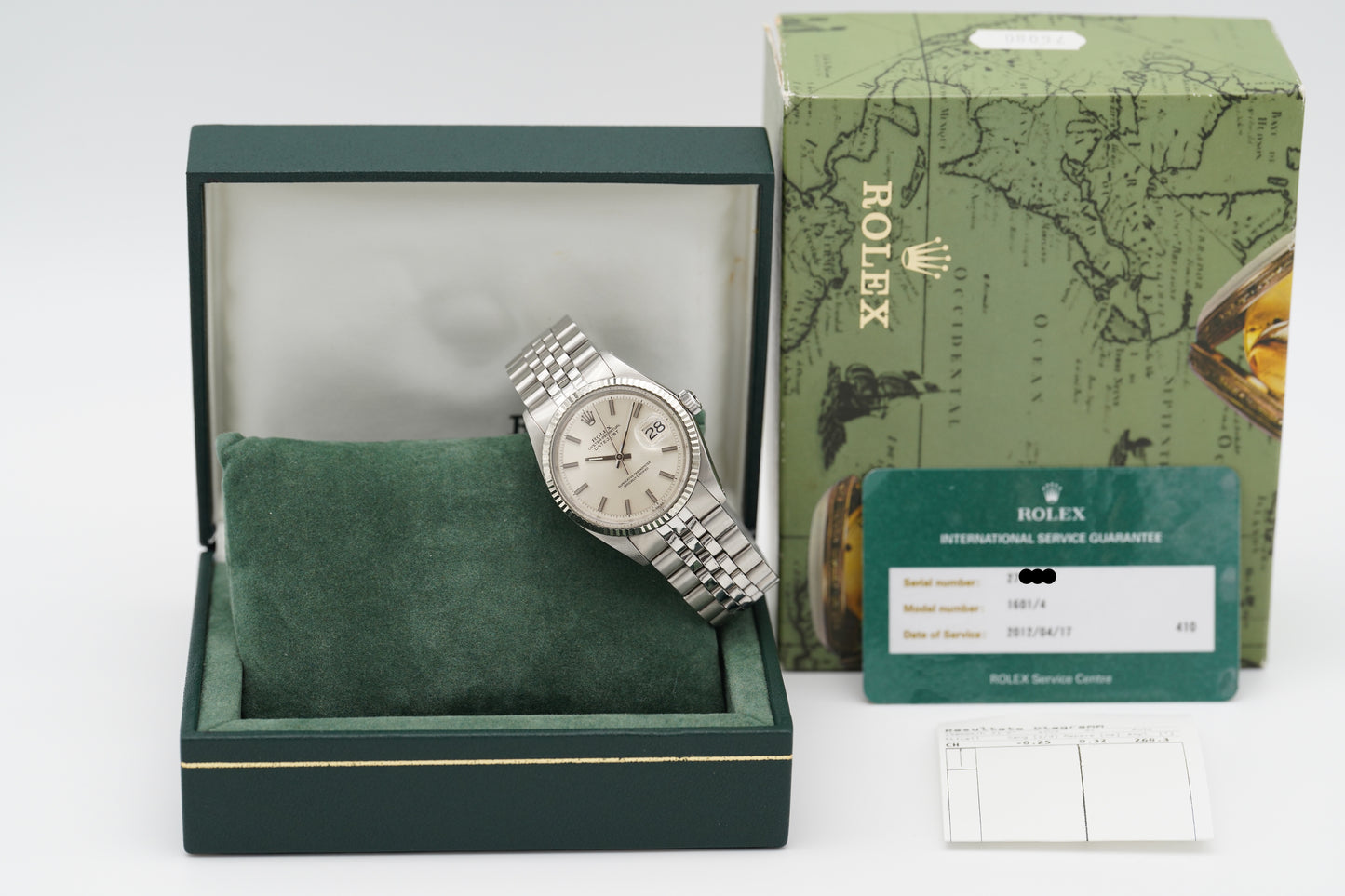 Rolex Datejust 36 Jubilee Silber 1601 Etui 1971 Box/Servicepapiere