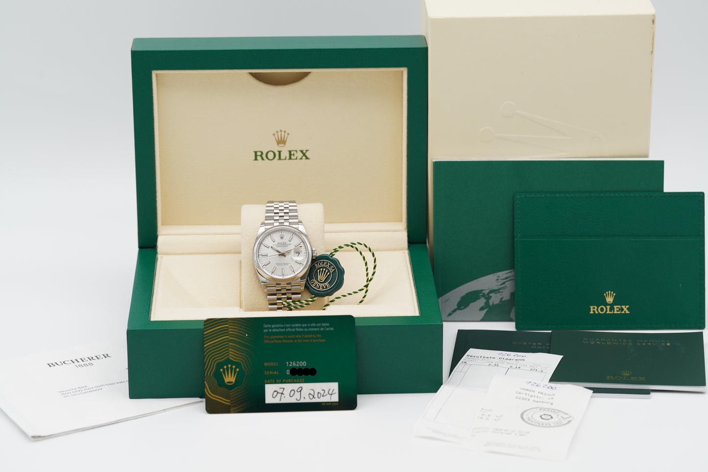 Rolex Datejust 36 Silber 126200 Full-Set 2024 NOS/ungetragen DE