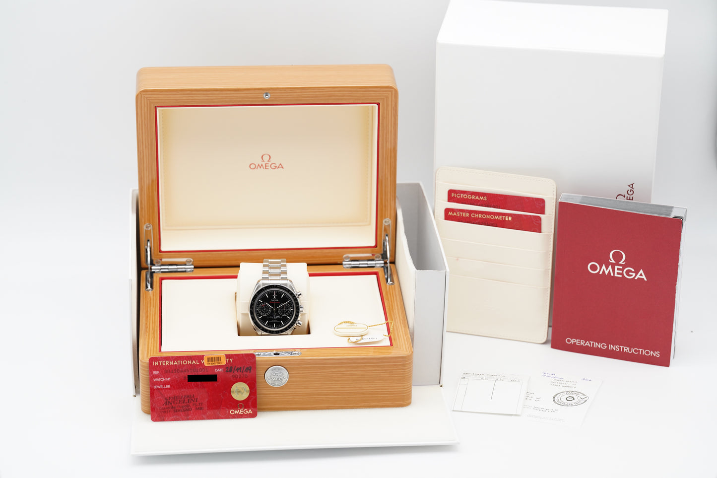 Omega Speedmaster Moonwatch Moonphase 44 304.30.44.52.01.001 2019 Full-Set