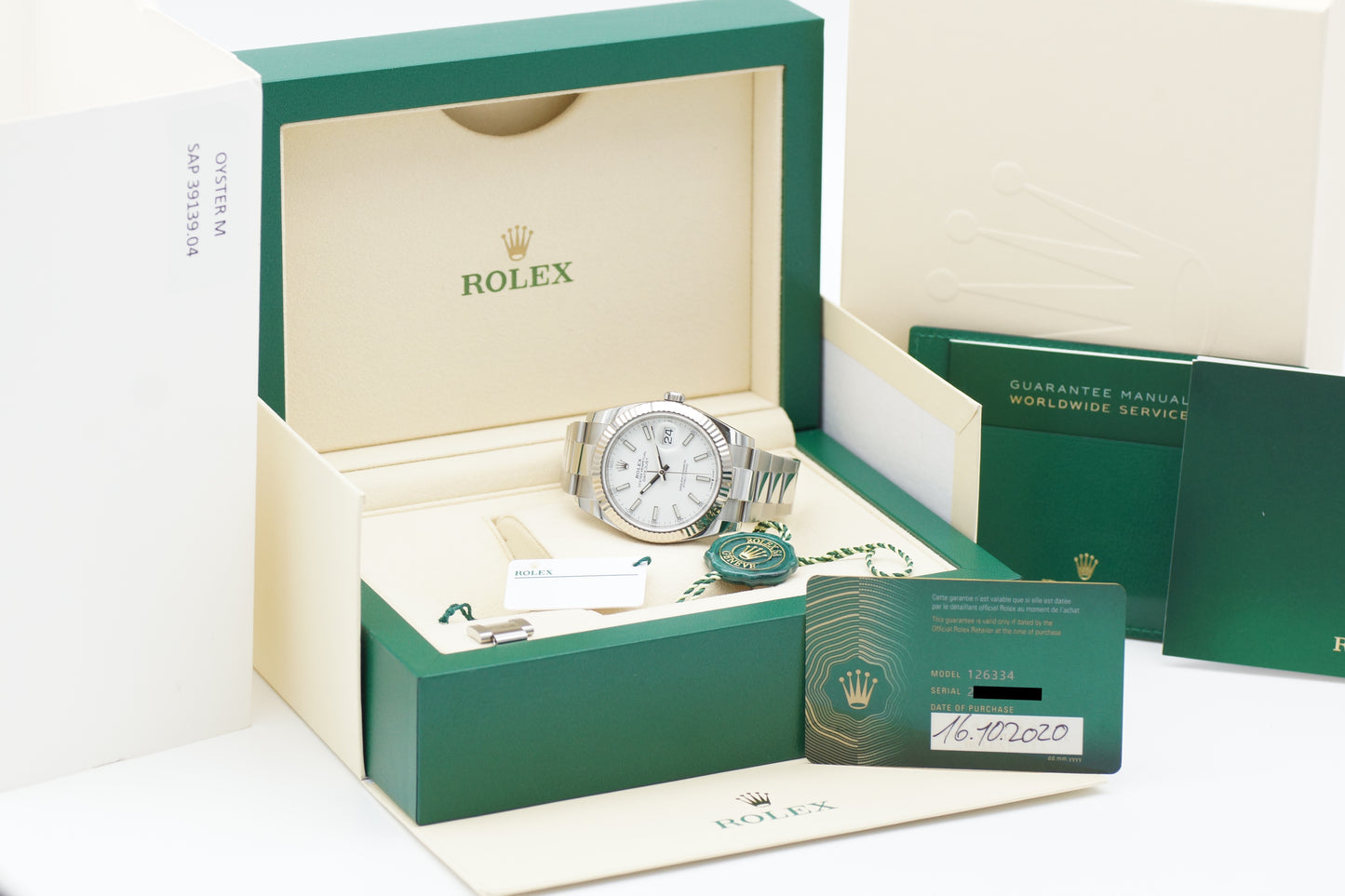 Rolex Datejust 41 126334 Weiß Full-Set 2020