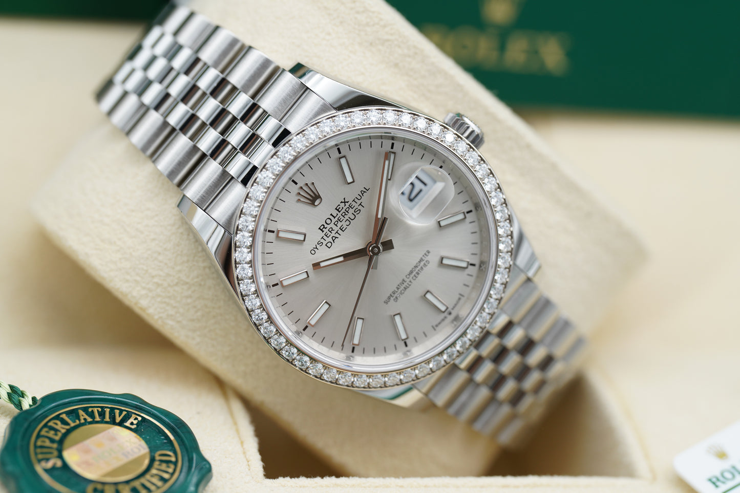 Rolex Datejust 36 Silber 126284RBR Full-Set 2022 (LC100)