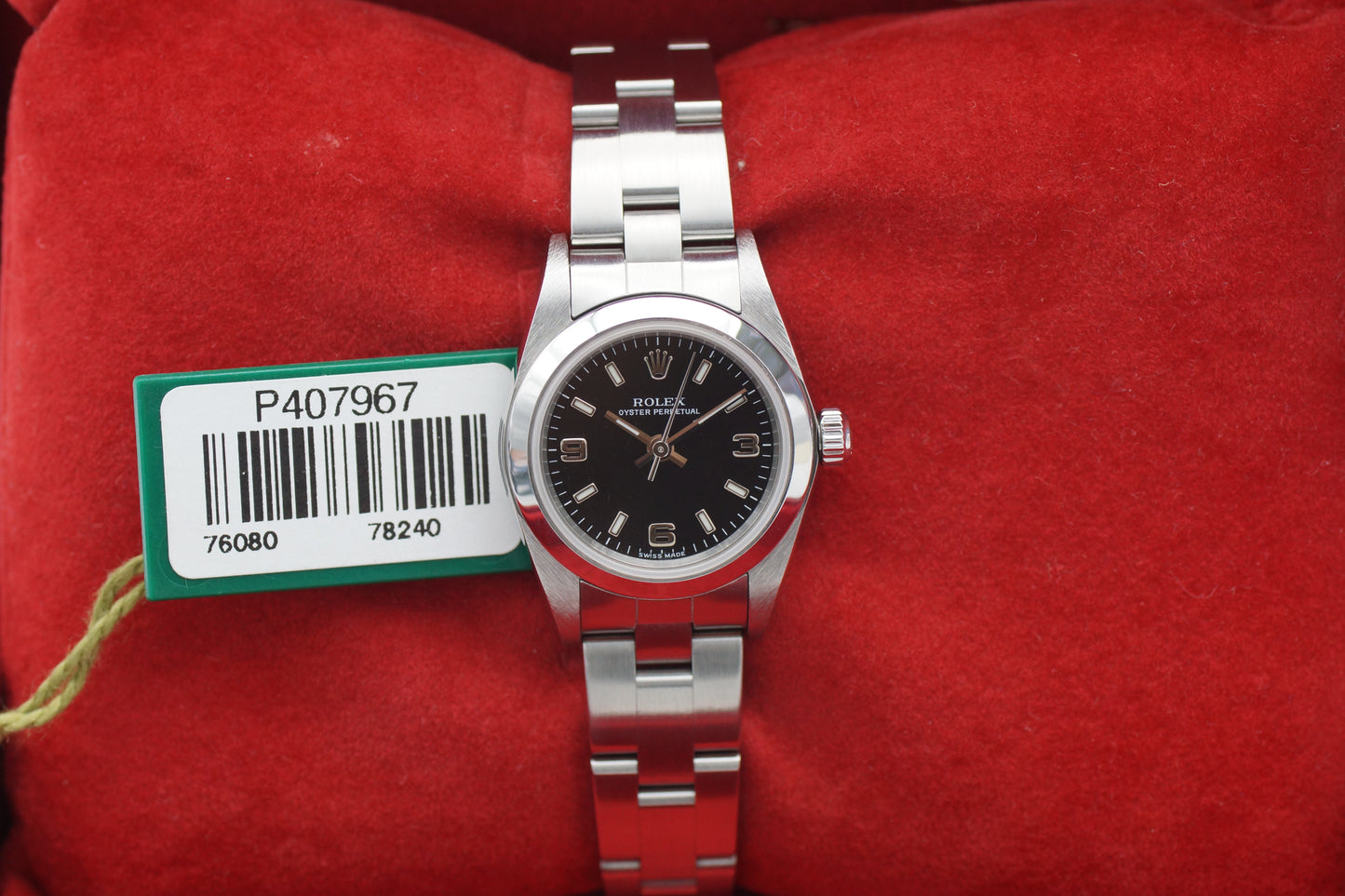 Rolex Lady Oyster Perpetual 76080 Schwarz Box/Papiere 2001