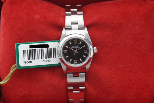 Rolex Oyster Perpetual 25 Schwarz 76080 Box/Papiere 2001