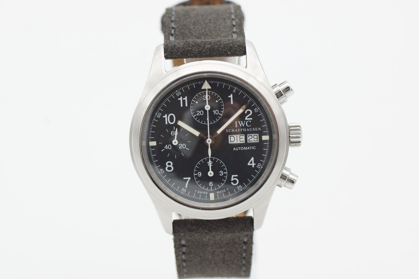 IWC Pilot Fliegeruhr Chronograph IW3706 Stahl 39mm Tritium 1990