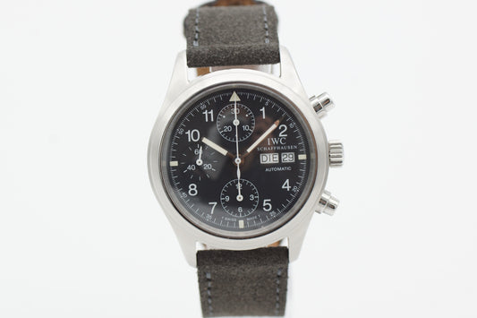 IWC Pilot Fliegeruhr Chronograph IW3706 Stahl 39mm Tritium 1990