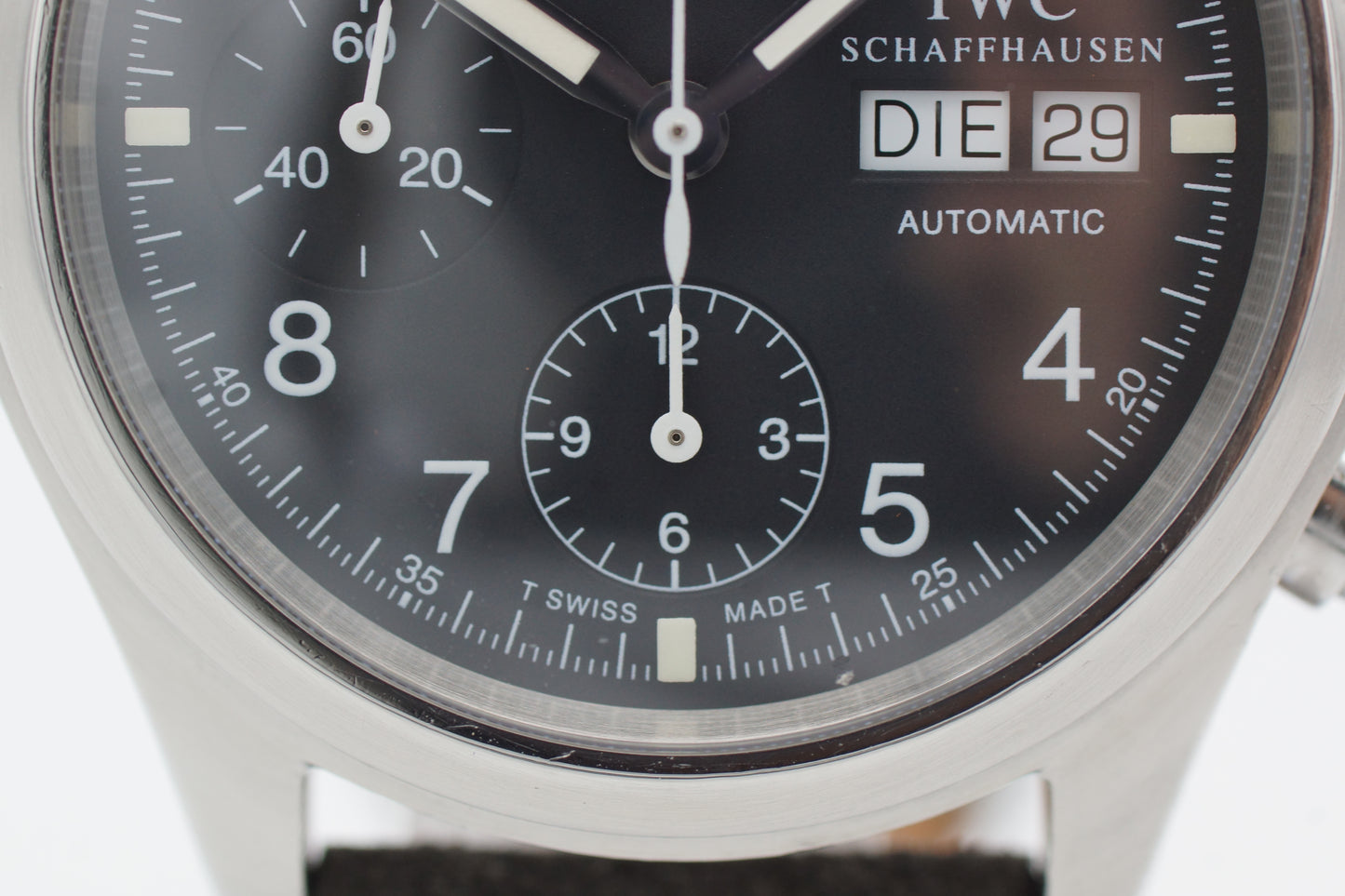 IWC Pilot Fliegeruhr Chronograph IW3706 Stahl 39mm Tritium 1990