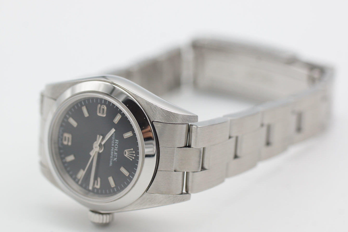 Rolex Lady Oyster Perpetual 76080 Schwarz Box/Papiere 2001