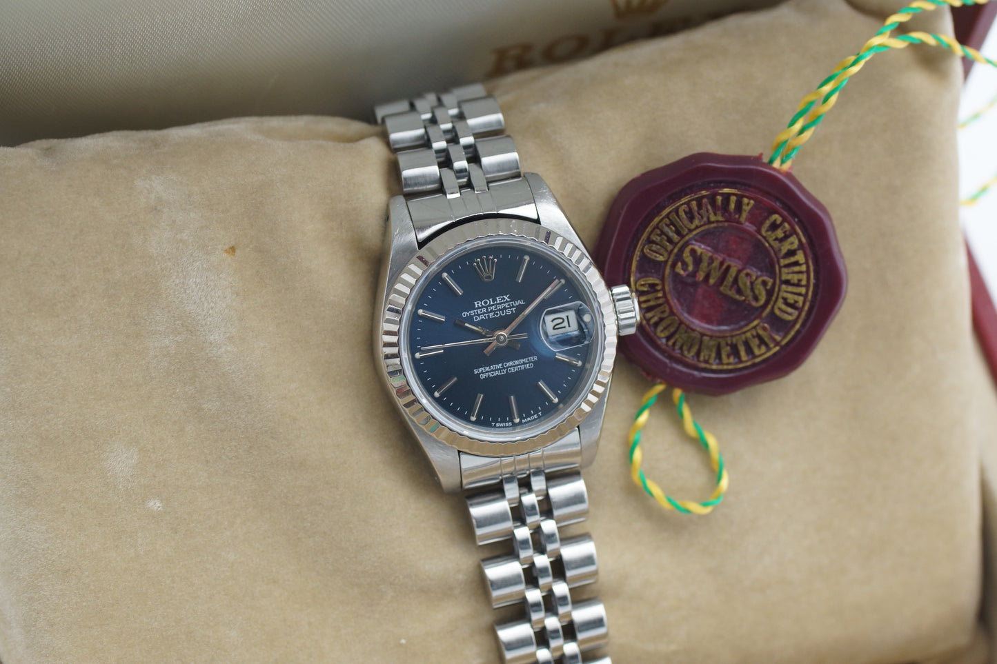 Rolex Lady-Datejust 26 Jubileeband 69174 Blau 1988 Full-Set (LC100)