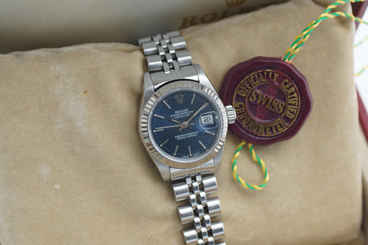 Rolex Lady-Datejust 26 Jubileeband 69174 Blau 1988 Full-Set (LC100)