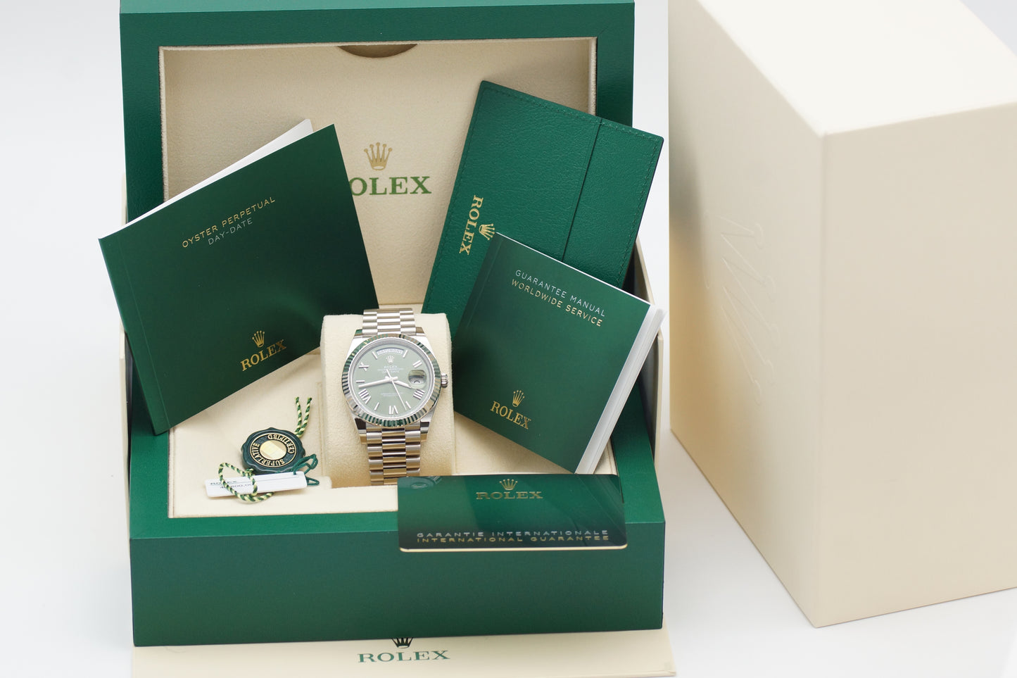 Rolex Day-Date II 41 218239 Silver Diamond/Baguette Full Set 2009 (LC100)