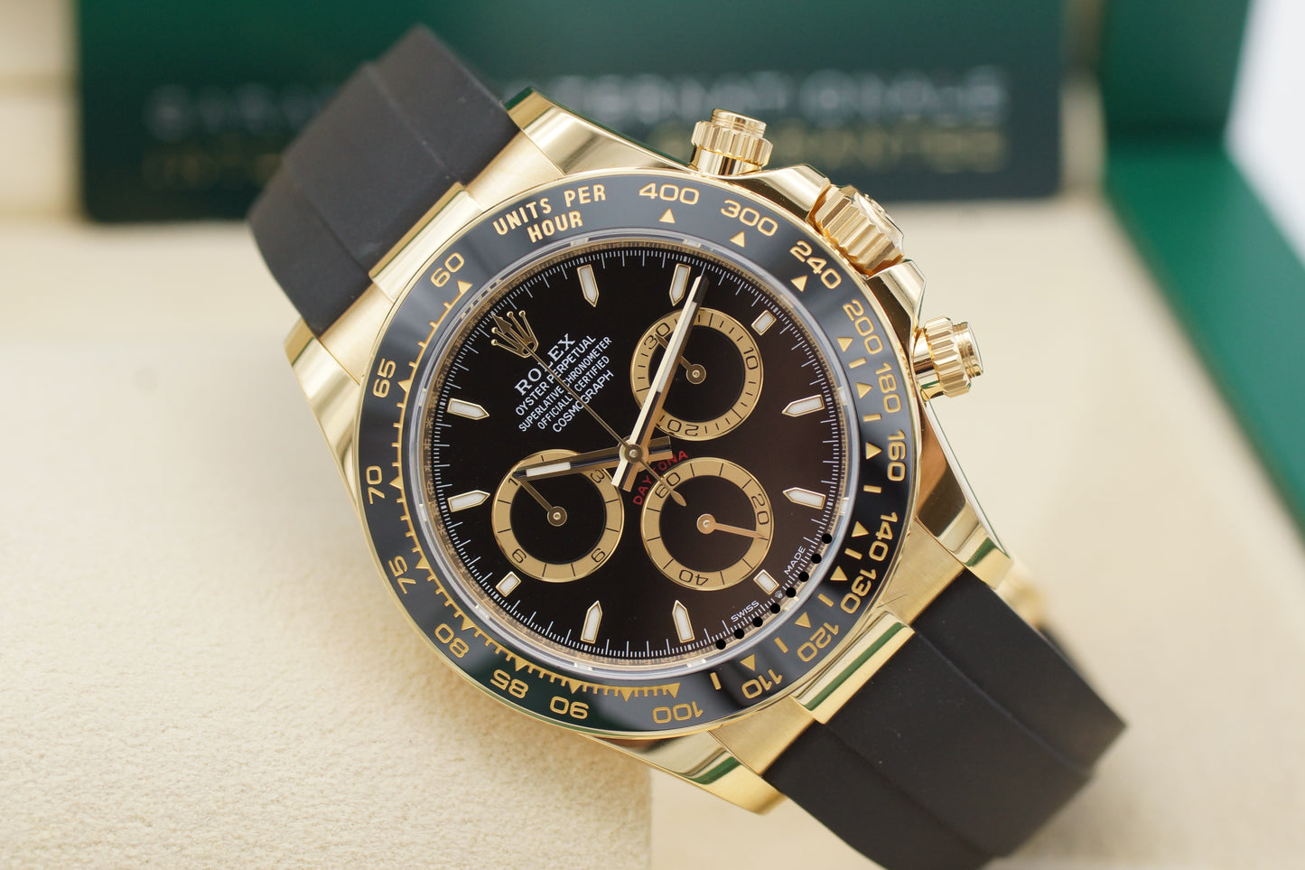 Rolex Daytona 126518LN 18k Gelbgold Oysterflex Full-Set 2025