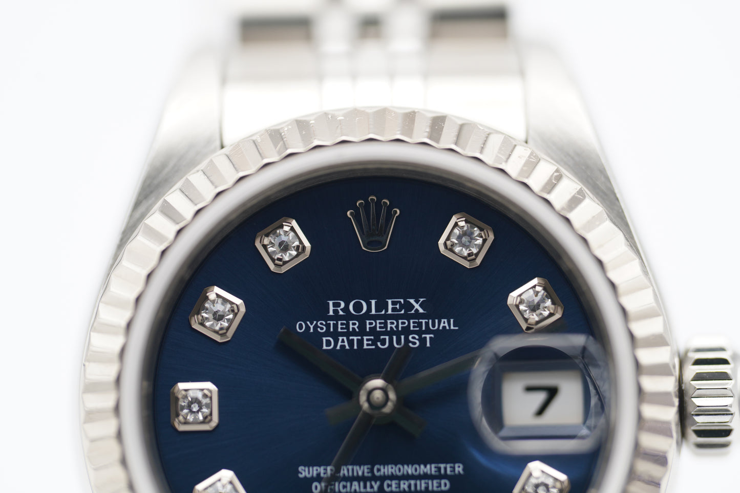Rolex Lady-Datejust 79174G Blau Diamanten Full-Set 2005