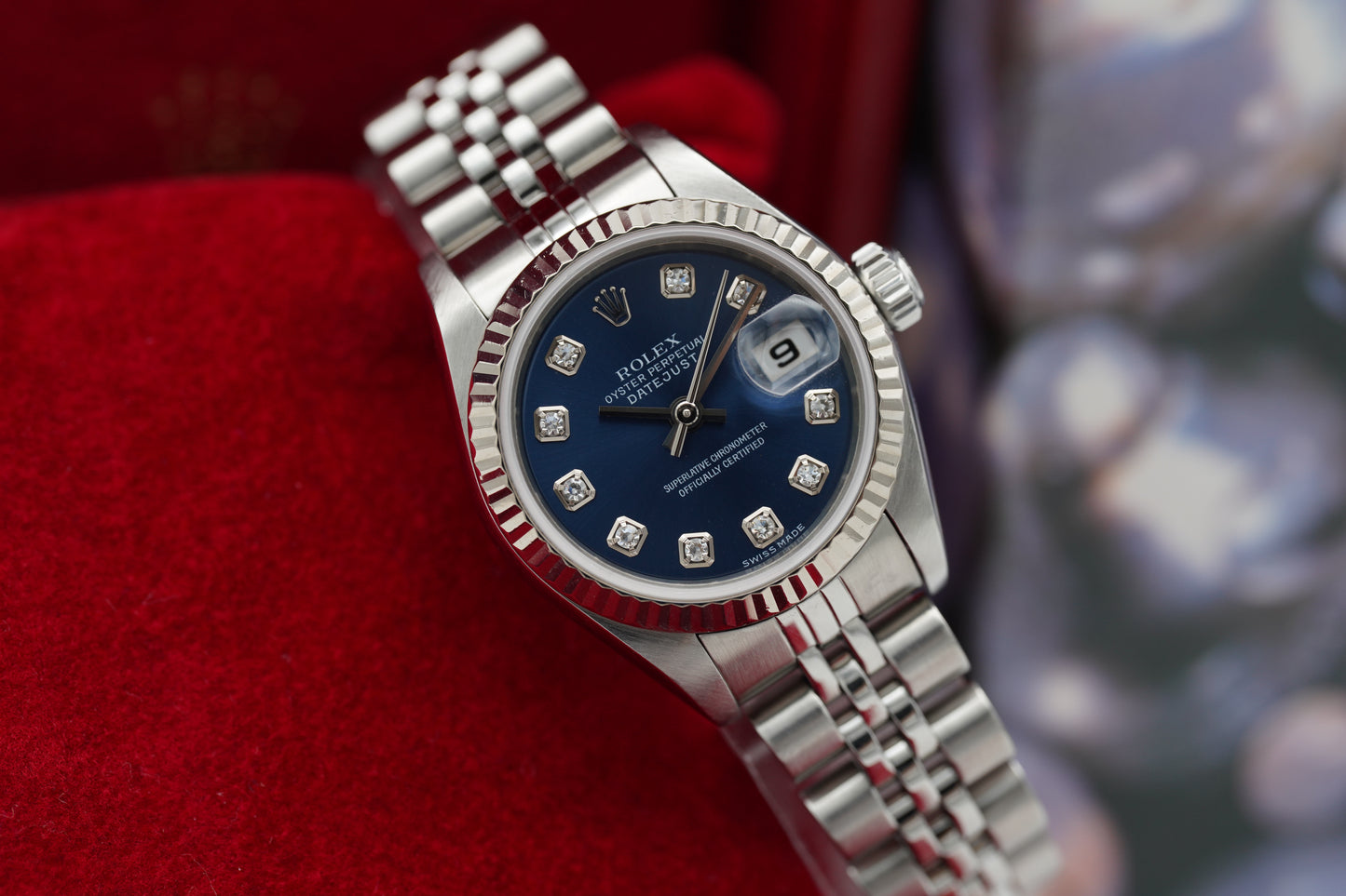 Rolex Lady-Datejust 79174G Blau Diamanten Full-Set 2005