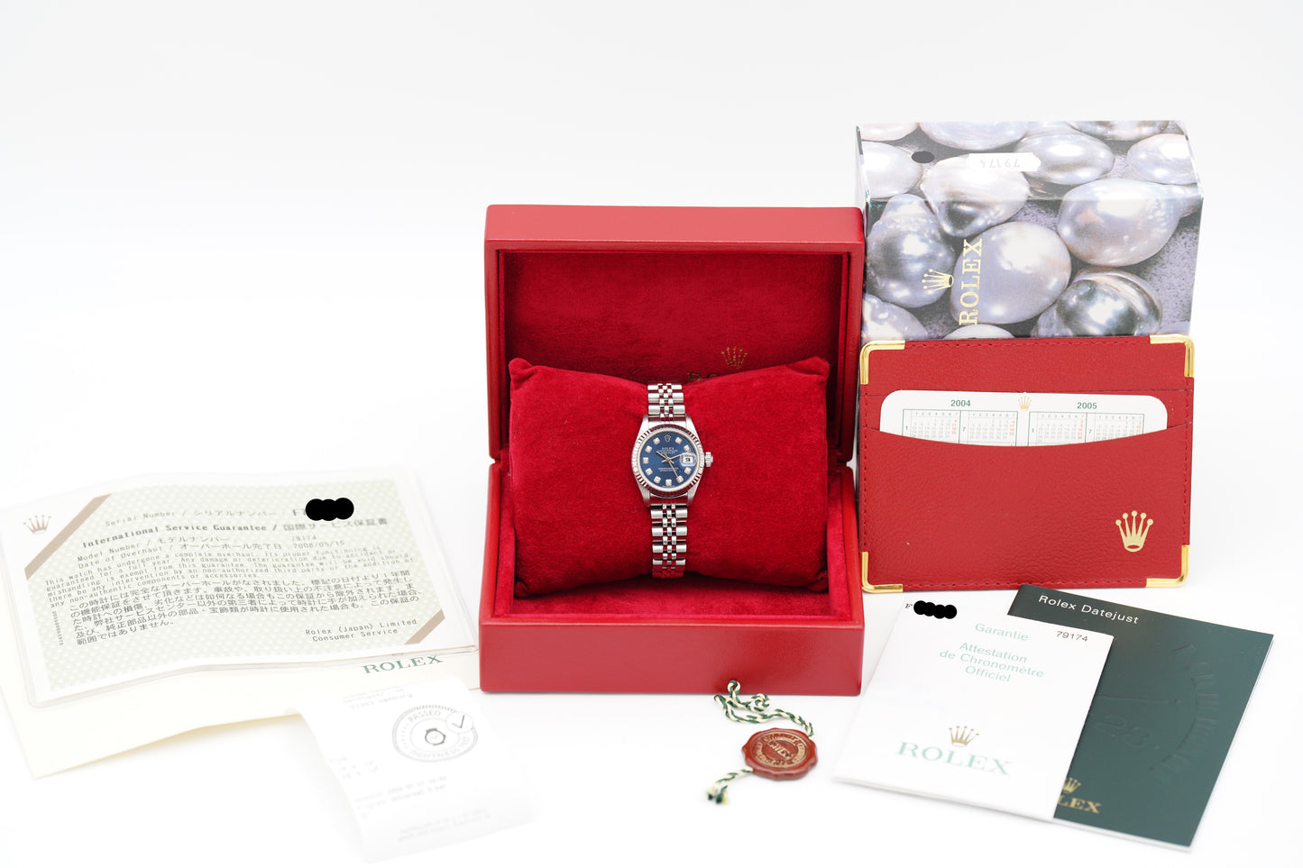 Rolex Lady-Datejust 79174G Blau Diamanten Full-Set 2005